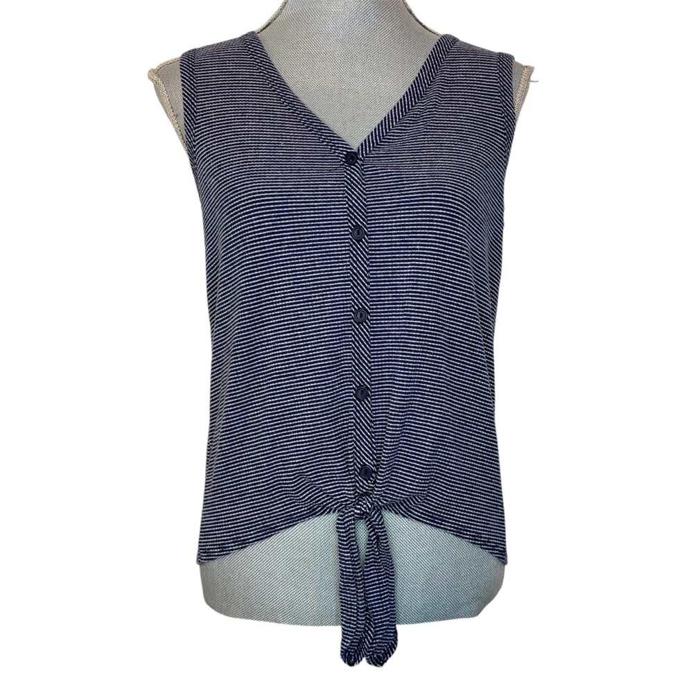 Green Envelope Blue & White Striped Tank Top